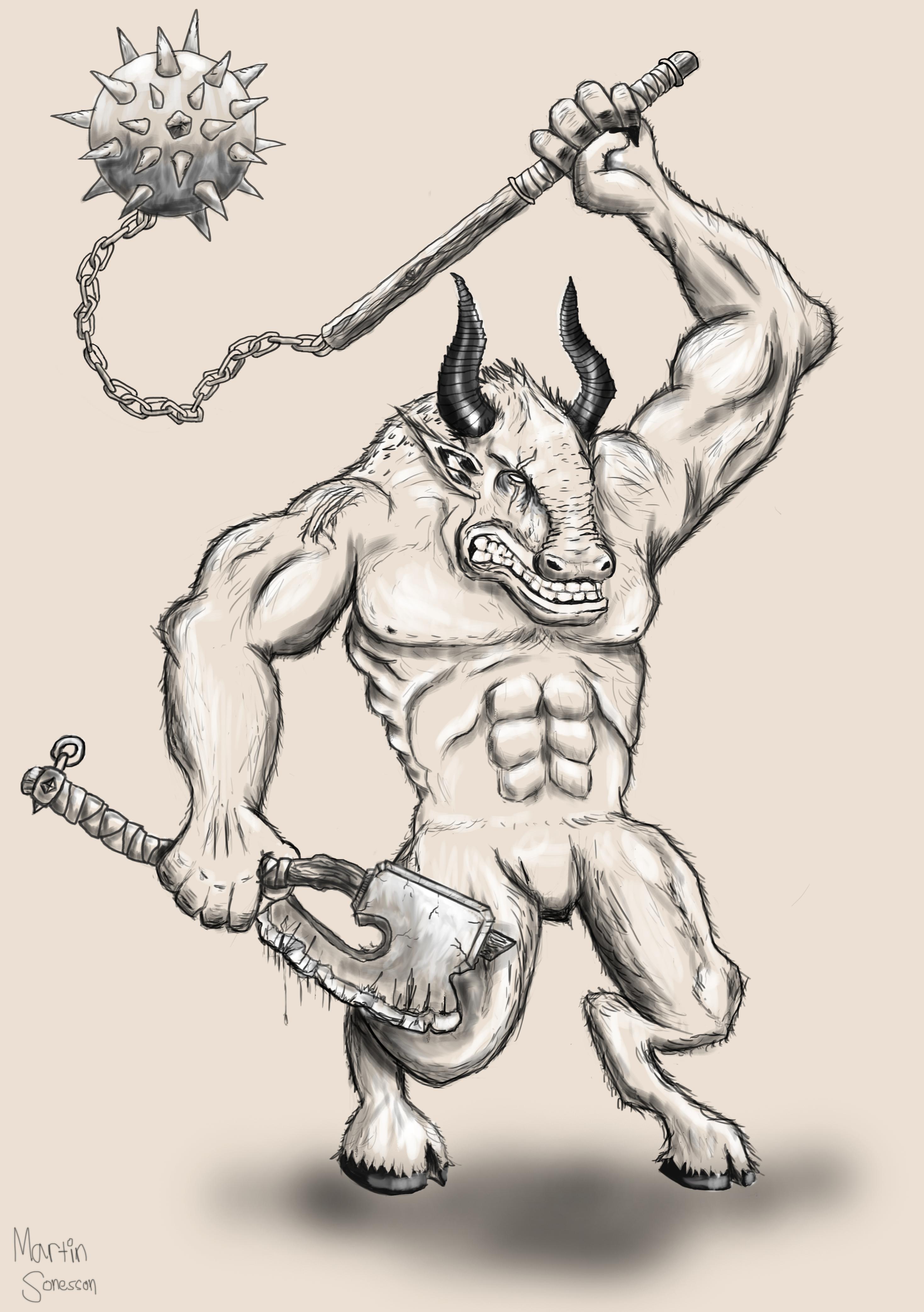 2937x4169 minotaur drawing - Minotaur Drawing