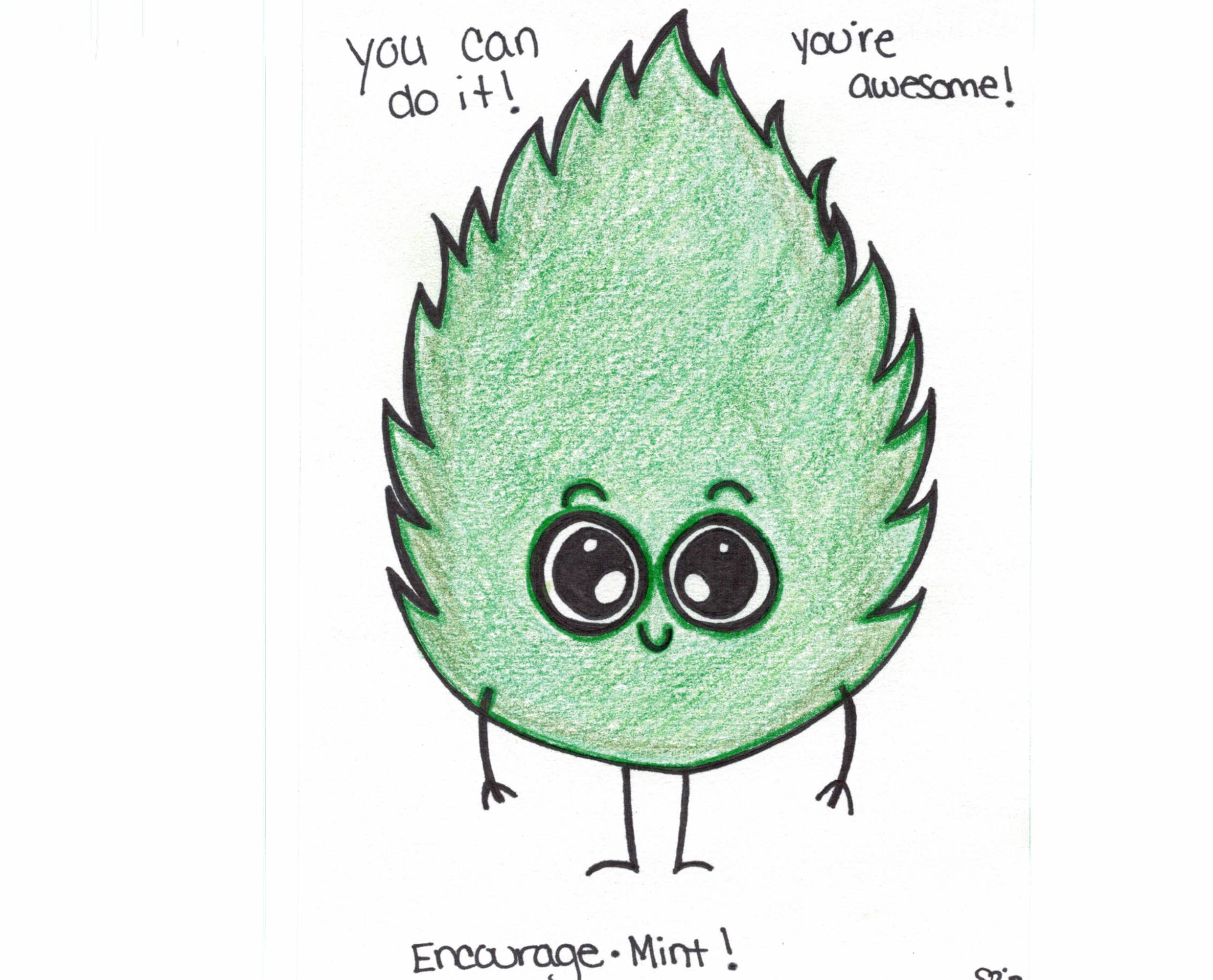 2479x2002 encourage mint leaf etsy - Mint Leaf Drawing