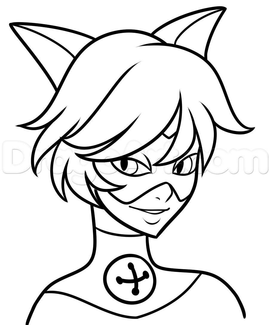 904x1089 how to draw cat noir from miraculous ladybug, step - Miraculous Ladybug Drawing