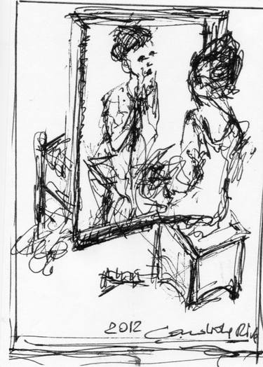 375x524 girl in the mirror drawing - Mirror Drawing