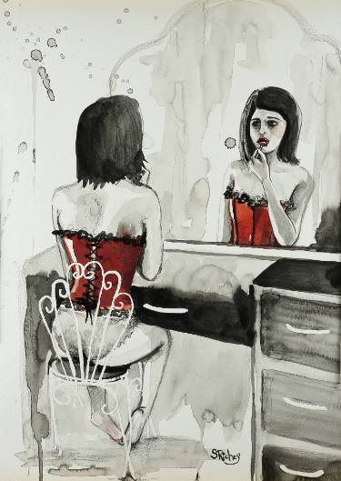 375x529 the girl in the mirror drawing - Mirror Drawing