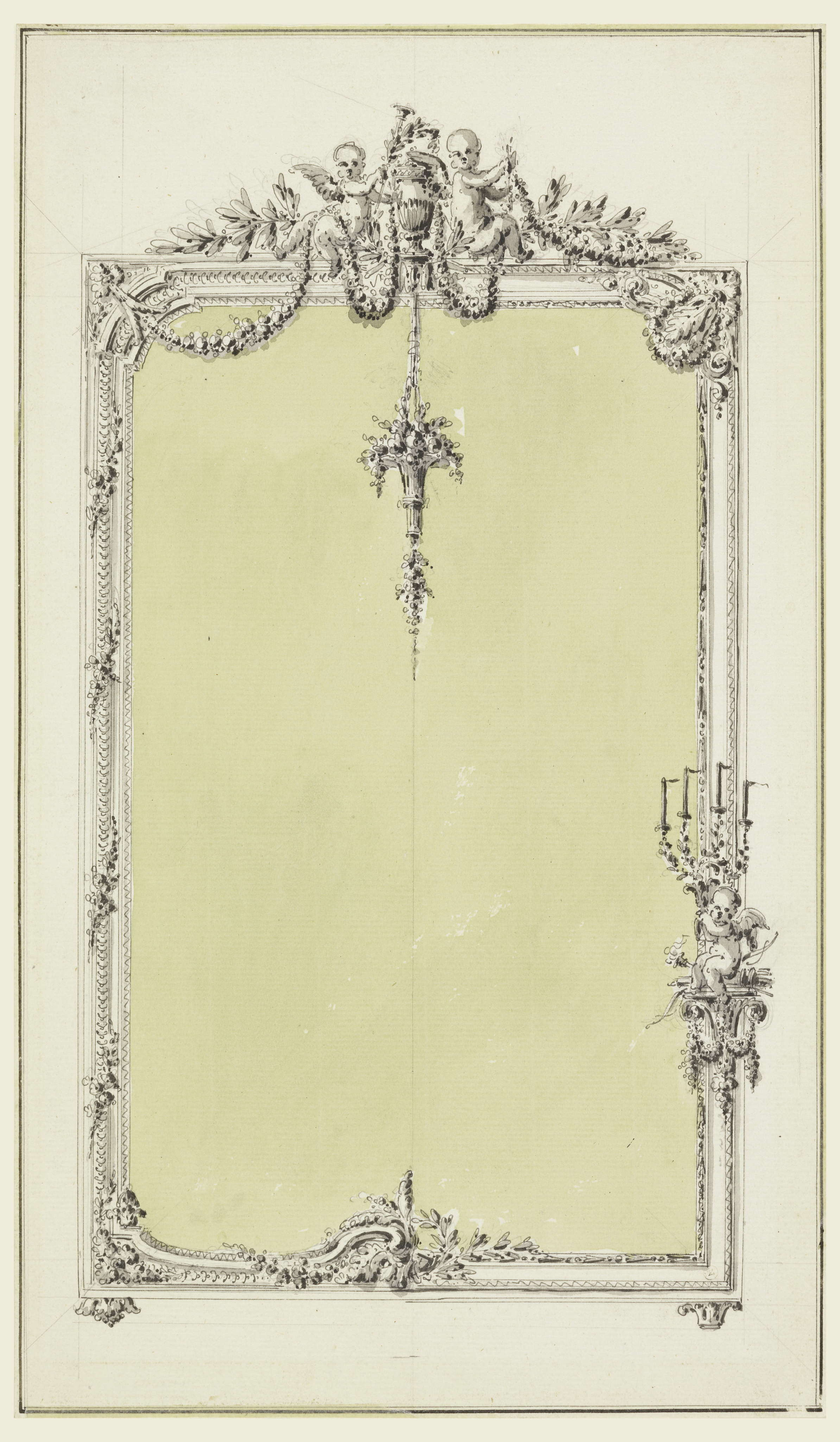 2387x4096 filedrawing, design for a mirror frame, with alternative - Mirror Frame Drawing