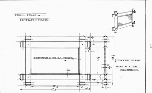 500x305 plate hall rack or mirror frame mechanical drawing - Mirror Frame Drawing