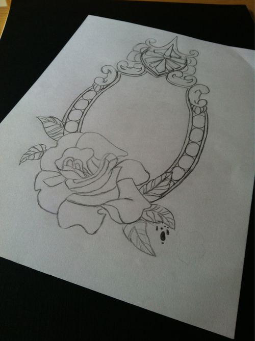 500x669 Tattoo Design Uploaded - Mirror Frame Drawing