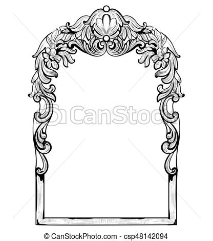 416x470 vintage imperial baroque mirror frame vector french luxury rich - Mirror Frame Drawing