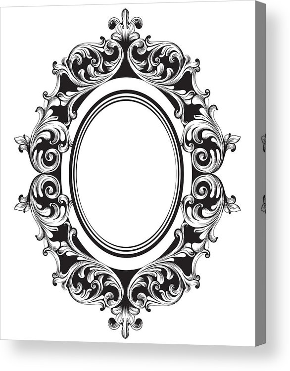 586x750 baroque mirror frame line art vector french luxury acrylic print - Mirror Frame Drawing