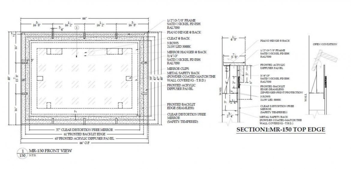 1170x562 Mirror Shop Drawings - Mirror Image Drawing