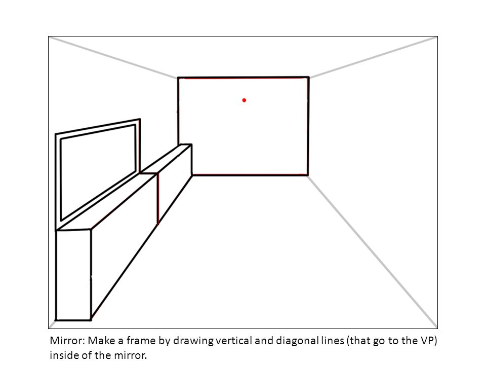 960x720 Drawing Furniture Using One Point Perspective - Mirror Line Drawing