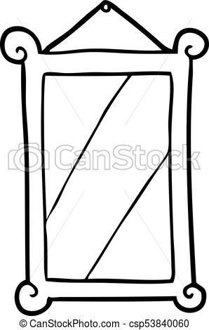 298x470 Line Drawing Of A Framed Old Mirror - Mirror Line Drawing
