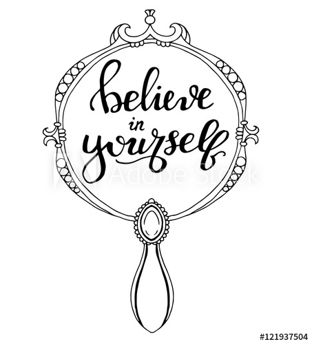 453x500 believe in yourself card on the mirror line art drawing - Mirror Line Drawing