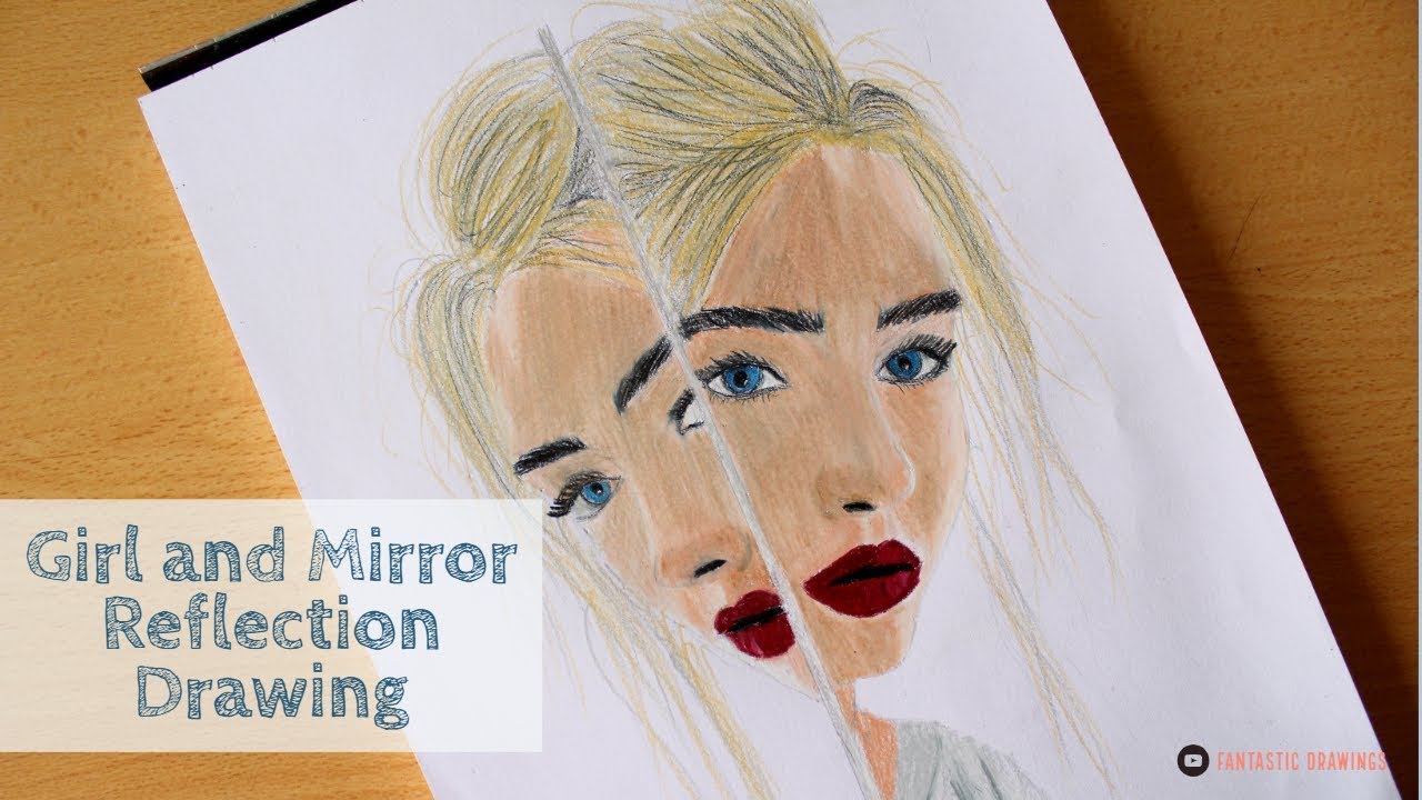 1280x720 girl and mirror reflection drawing - Mirror Reflection Drawing