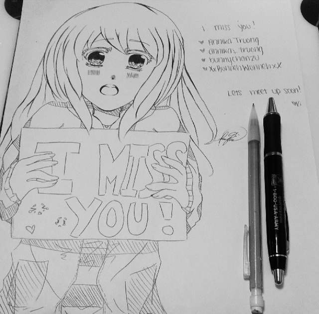 640x631 i miss you anime girl drawing anime amino - Miss You Drawing