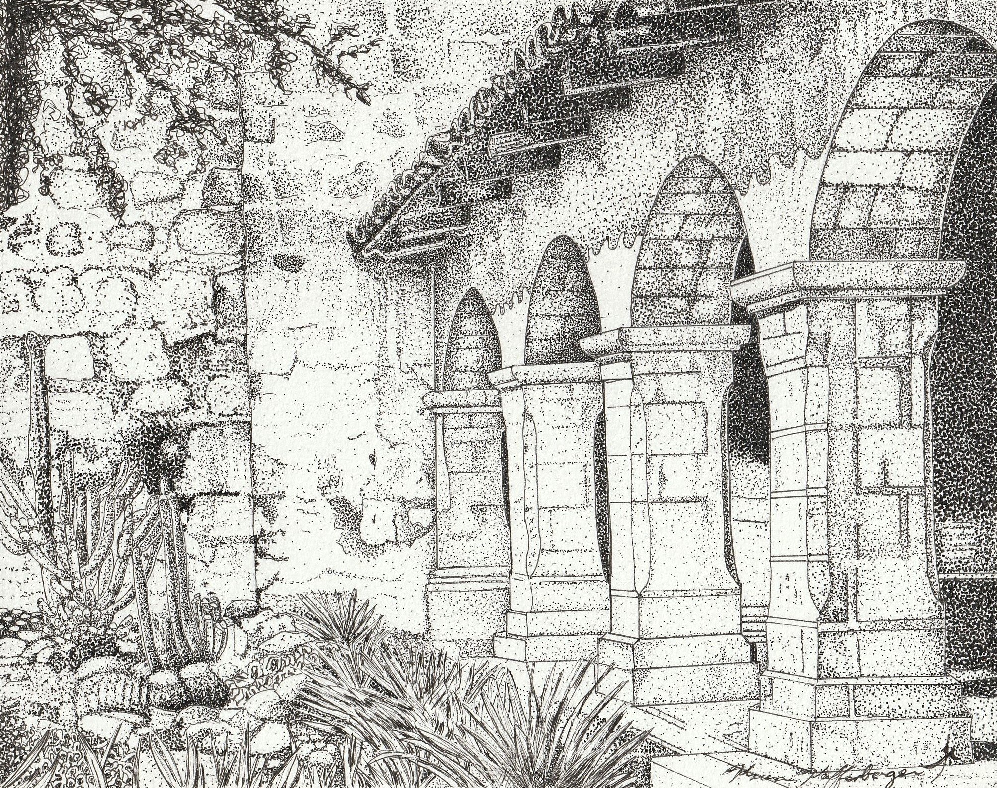 2006x1585 mission santa barbara arches, original three trails art studio llc - Mission Drawing