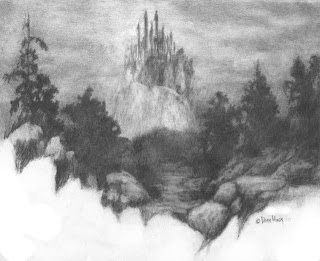 320x261 dh wall artistry graphite drawing castle in the mist - Mist Drawing