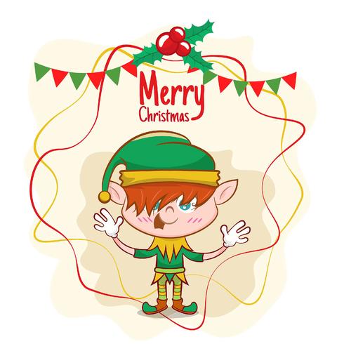 490x490 drawing of elf with christmas mistletoe - Mistletoe Drawing