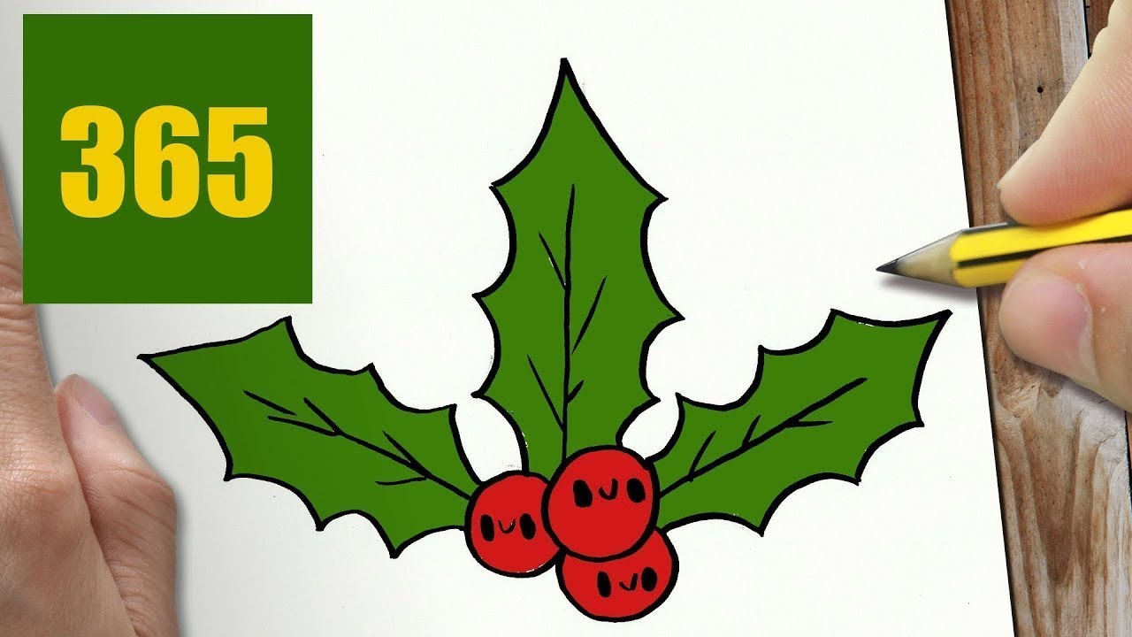 1280x720 how to draw a mistletoe leaf cute, easy step - Mistletoe Drawing