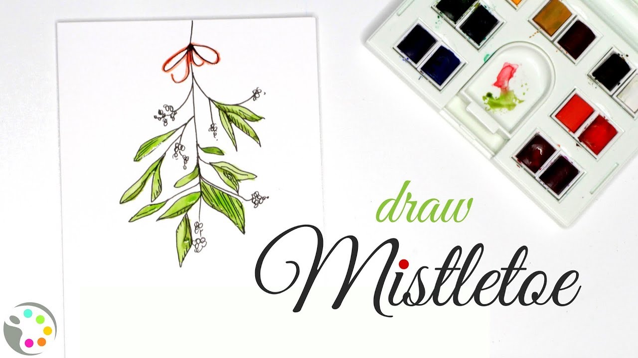 1280x720 how to draw mistletoe tutorial diy christmas cards - Mistletoe Drawing