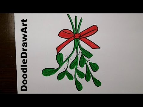 480x360 how to draw cartoon mistletoe step - Mistletoe Drawing