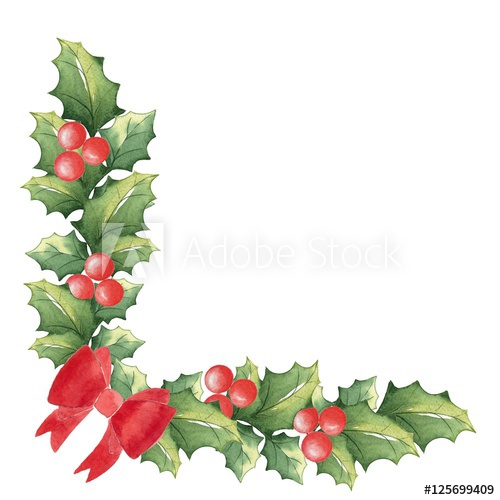 500x500 christmas mistletoe with bow watercolor background handmade - Mistletoe Drawing
