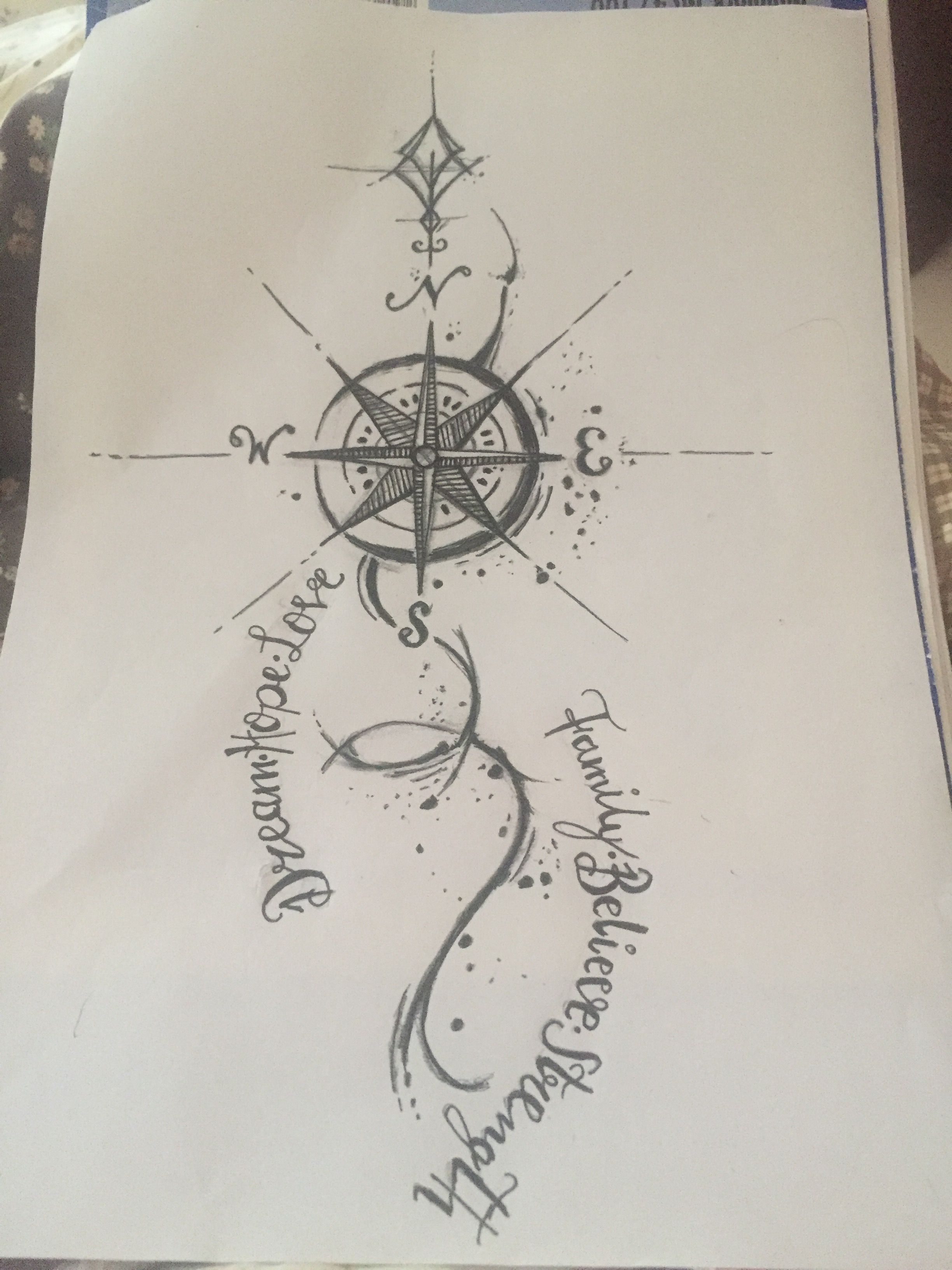 2448x3264 selbst gezeichnetes tattoo familie kompass mit verspielter - Mit Drawing