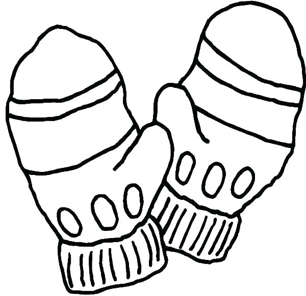 600x582 Printable Mitten Coloring - Mitten Drawing Pattern