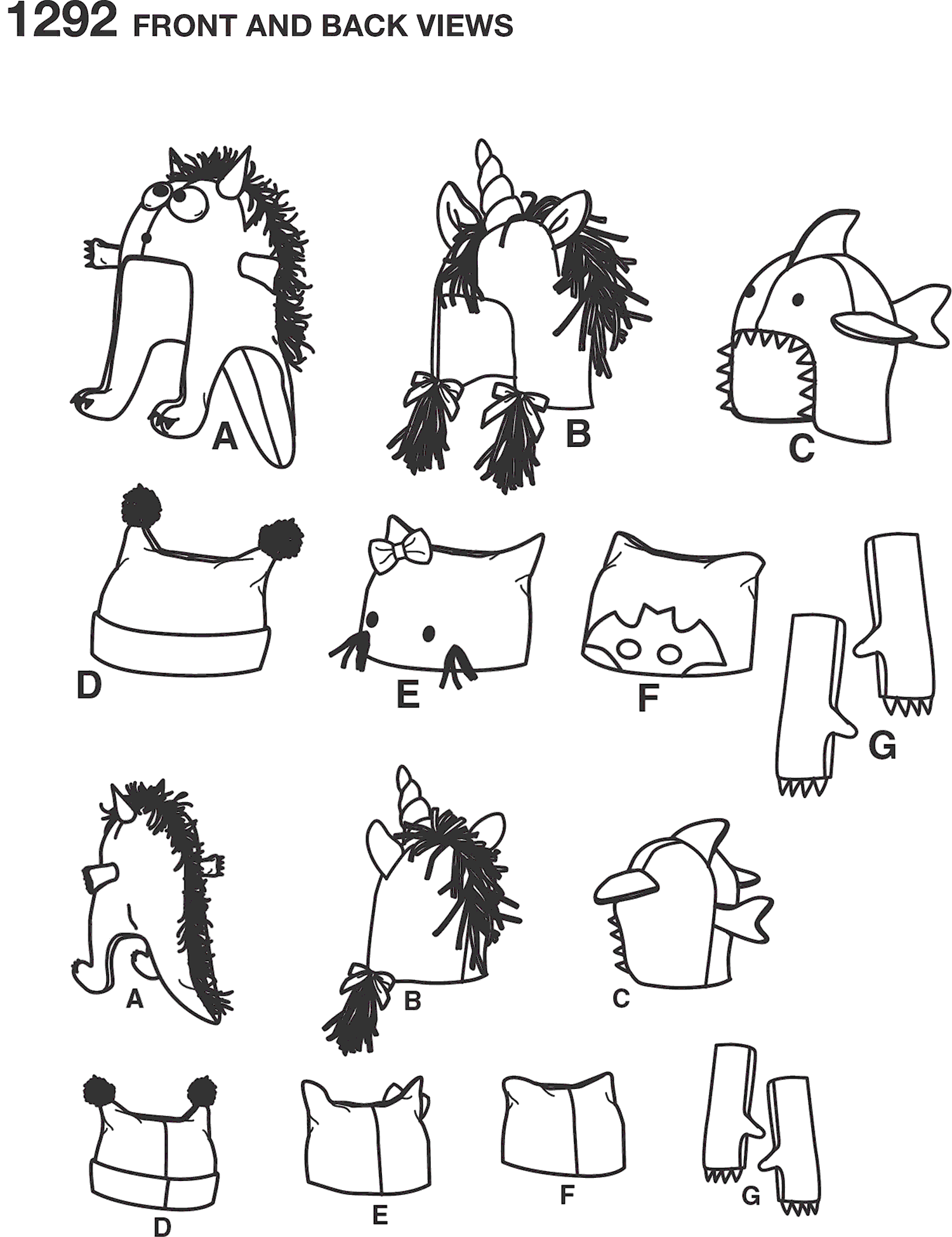 1500x1948 simplicity pattern child's hat and mittens in three sizes - Mitten Drawing Pattern