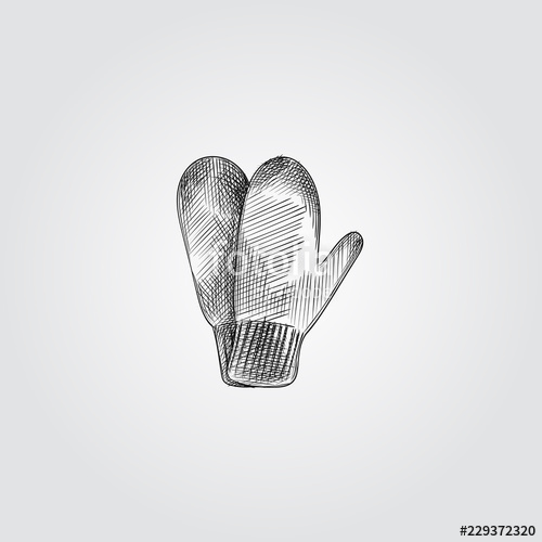 500x500 hand drawn mittens sketch symbol isolated on white background - Mittens Drawing
