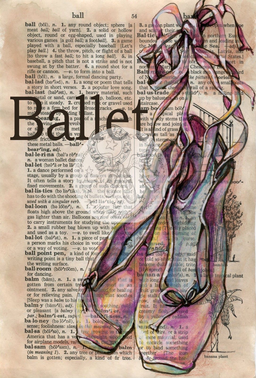 1087x1600 flying shoes art studio ballet mixed media drawing mixed media - Mixed Media Drawing
