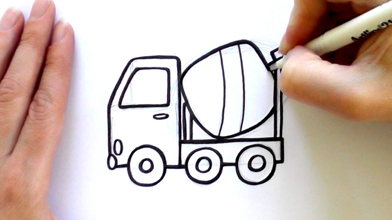 1280x720 How To Draw A Cartoon Concrete Mixer - Mixer Drawing