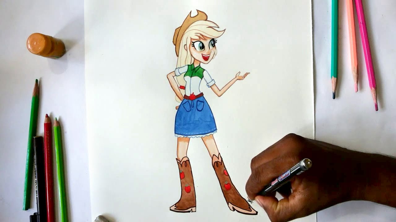 1280x720 How To Draw My Little Pony Equestria Girls Apple Jack - Mlp Eg Drawing