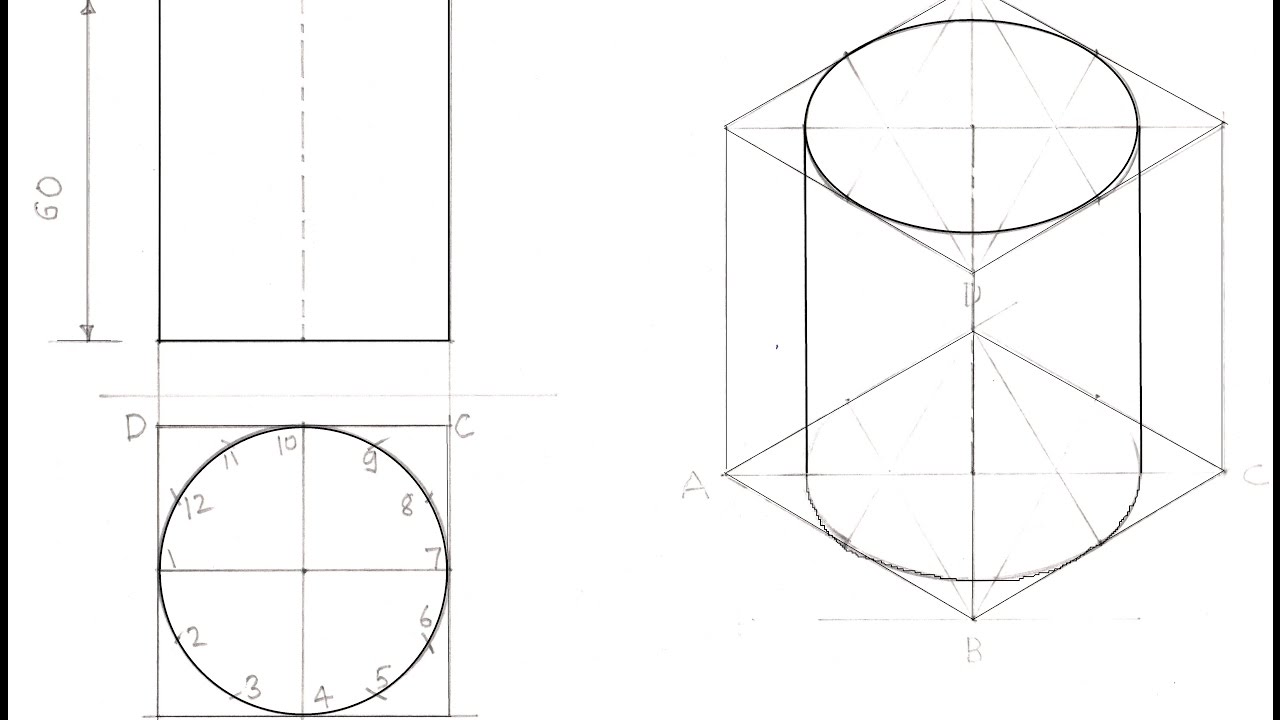 Как нарисовать изометрию цилиндра