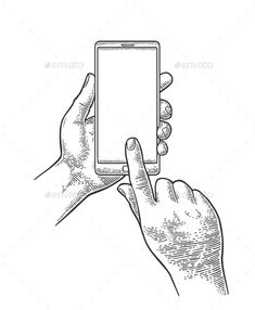 235x286 hand drawn vector drawing of a smart phone with a the end text - Mobile Drawing
