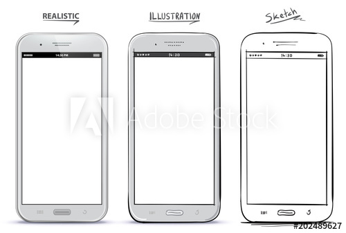 500x337 mobile phone vector drawing with different styles realistic - Mobile Phone Drawing