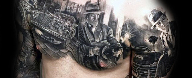 640x260 Gangster Tattoos For Men - Mobster Drawing