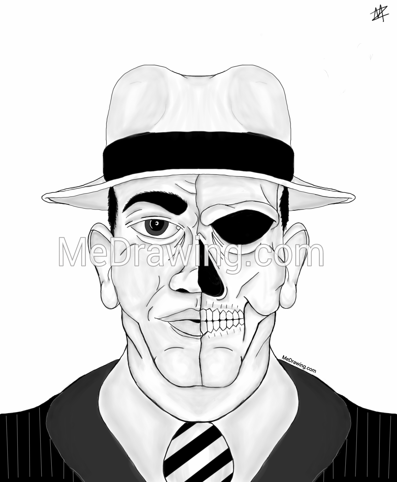 1576x1911 skull mafia mobster drawing finished drawings mafia, drawings - Mobster Drawing