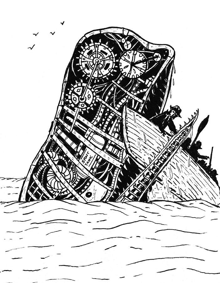 702x900 Mechanical Moby Dick Drawing - Moby Dick Drawing