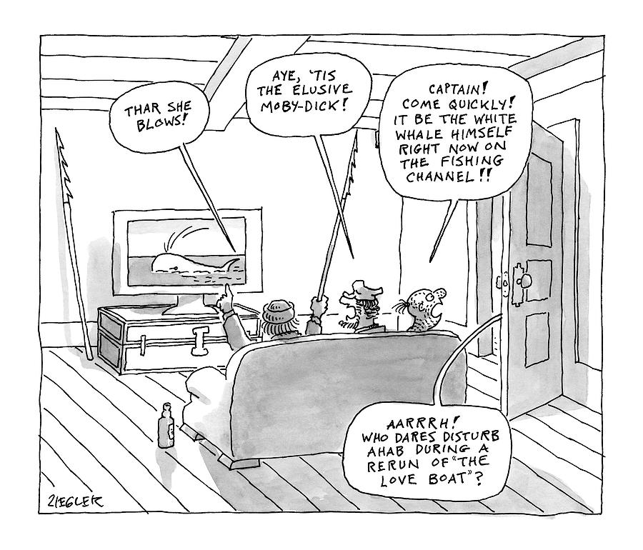 900x770 Three Characters From Moby Dick Spot The Whale Drawing - Moby Dick Drawing