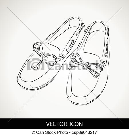450x470 silhouette of shoes on a gray background moccasins vector - Moccasins Drawing