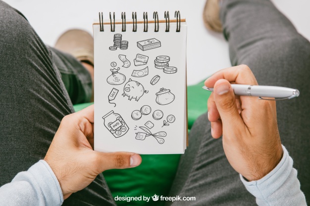 626x417 mock up with hands drawing on the notebook free download - Mock Drawing