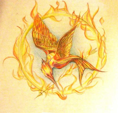 500x477 Prikbordfoto's Discovered - Mockingjay Drawing