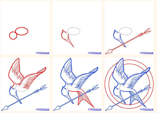513x368 How To Draw The Mockingjay Pin Guess Who Is Going To Do This - Mockingjay Pin Drawing