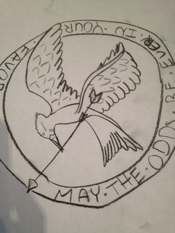 612x816 My Drawing Of The Mockingjay Pin From The Hunger Games! - Mockingjay Pin Drawing