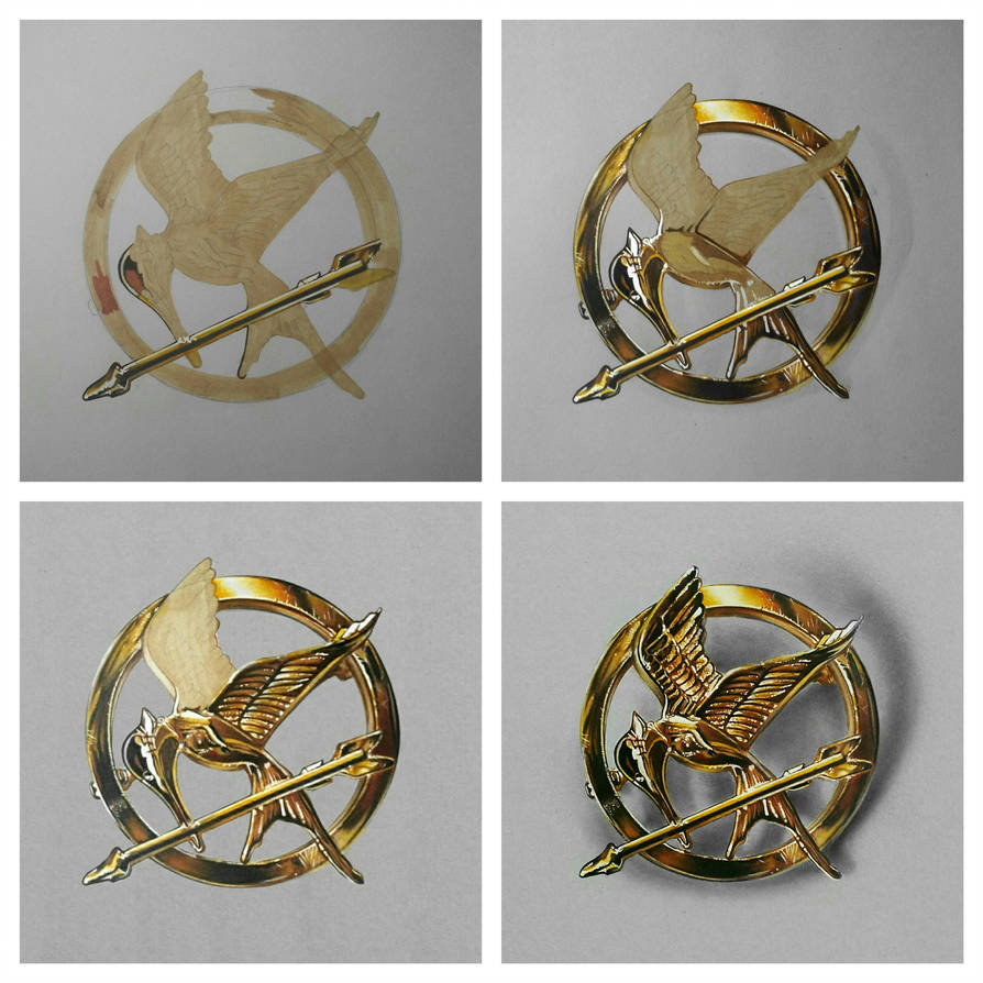894x894 Realistic Mockingjay Pin - Mockingjay Pin Drawing
