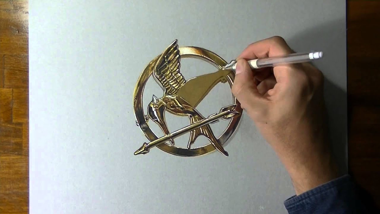 1280x720 Drawing The Hunger Games Mockingjay Pin - Mockingjay Pin Drawing