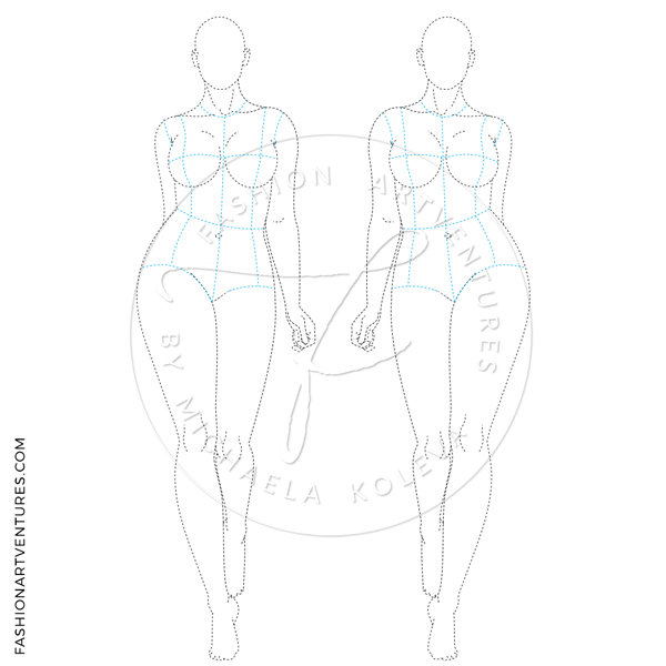 600x600 female catwalk plus size model fashion figure - Model Body Drawing