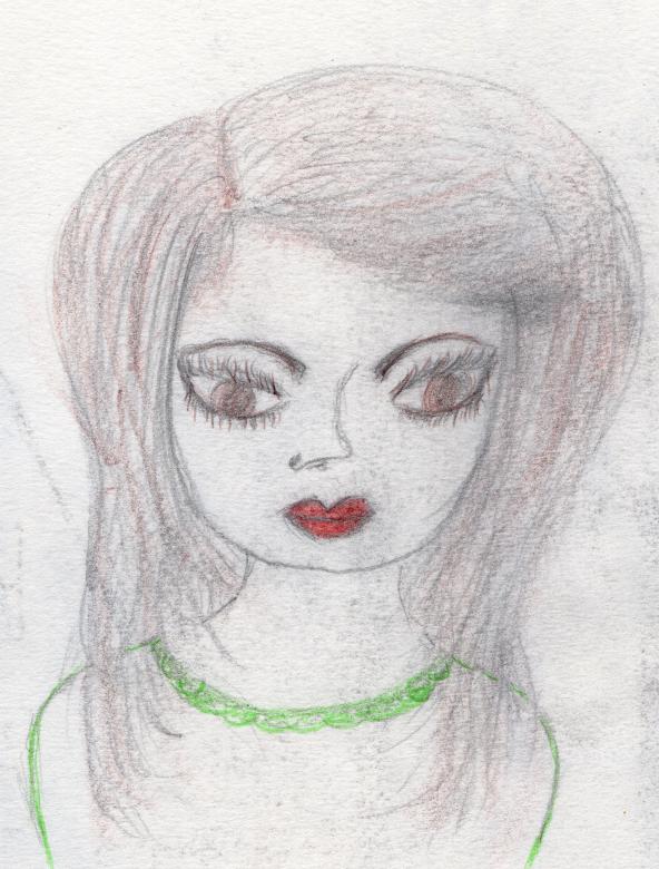 592x780 Hand Drawn Model Face - Model Face Drawing