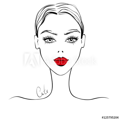 500x500 Vector Beautiful Girl Portrait In Sketch Style Young Fashion - Model Face Drawing