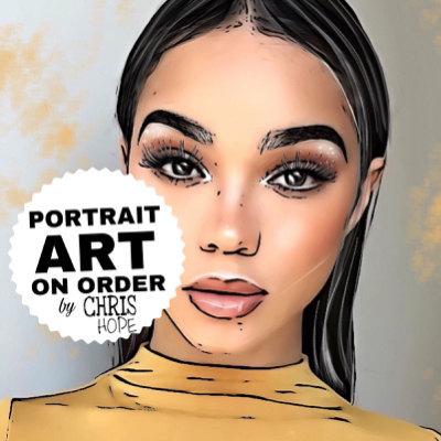 400x400 Custom Digital Portrait Drawing Makeup Fashion Model Face Girl - Model Face Drawing
