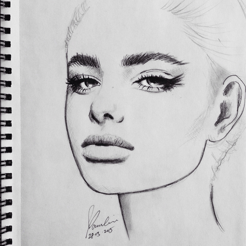 Model Face Drawing at PaintingValley.com | Explore collection of Model ...