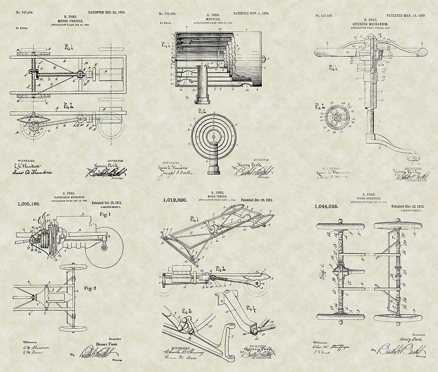 900x765 Henry Ford's Model T Patent Collection Drawing - Model T Drawing